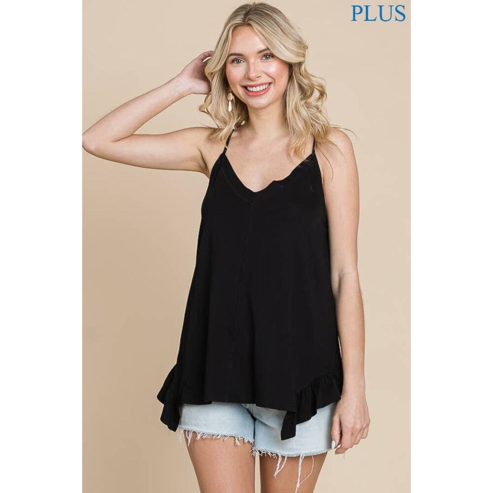1. Plus Side Ruffle Loose Fit Cami